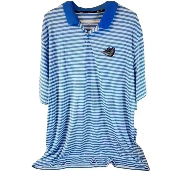 Nike Dri-Fit Golf Georgetown Hoyas Short Sleeve Polo Shirt Size 2 XL Blue White - Picture 1 of 7